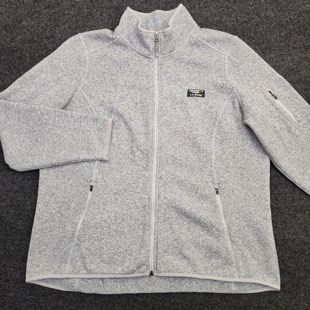 L.L. Bean Womens 2X Gray Sweater Fleece Slightly Fitted Full-Zip Jacket 504893
